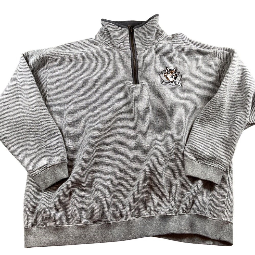 Clearwater Creek Mens Large Timber‎ Wolf Gray Quarter Zip Pullover Sweatshirt